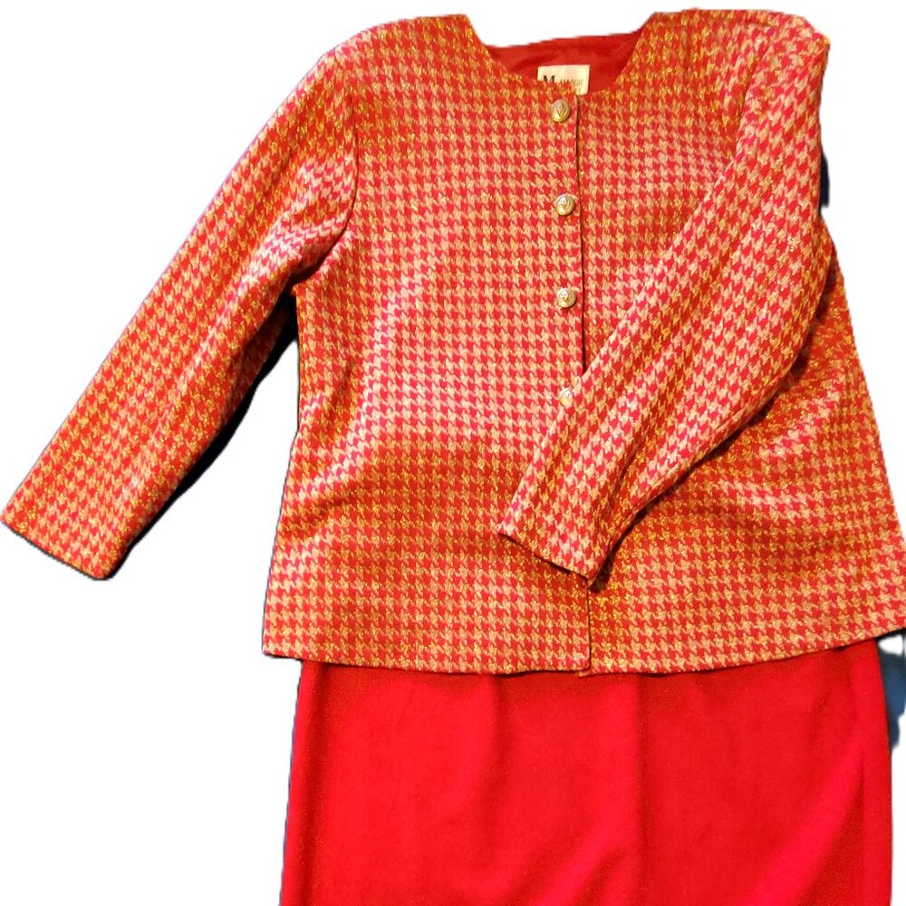 Maggie Sweet Woman 2pc red and gold suit 1X